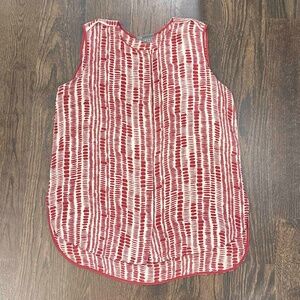 VINCE 100% SILK BUTTON UP SIDE SLITS HI LOW HEM CREW NECK TOP SLEEVELESS SIZE M